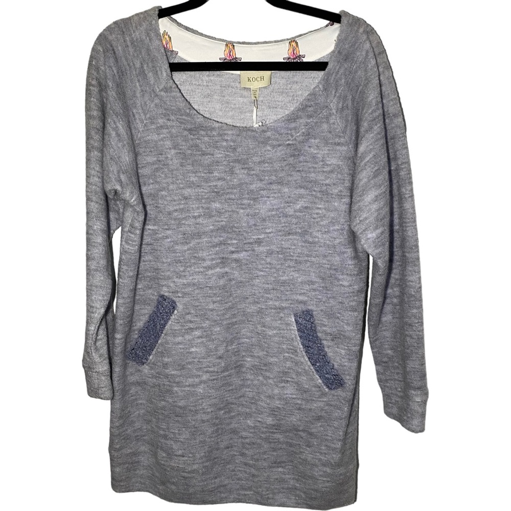 KOCH Women's Small Sweater Dress with Pockets Wool Blend Grey Long‎ Sleeve